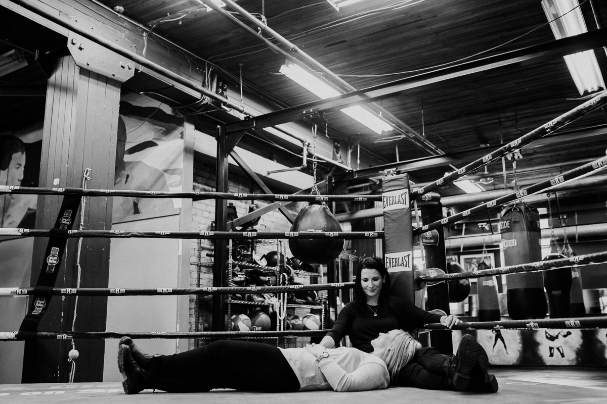 engagement session at Pan Am Boxing Club in Winnipeg