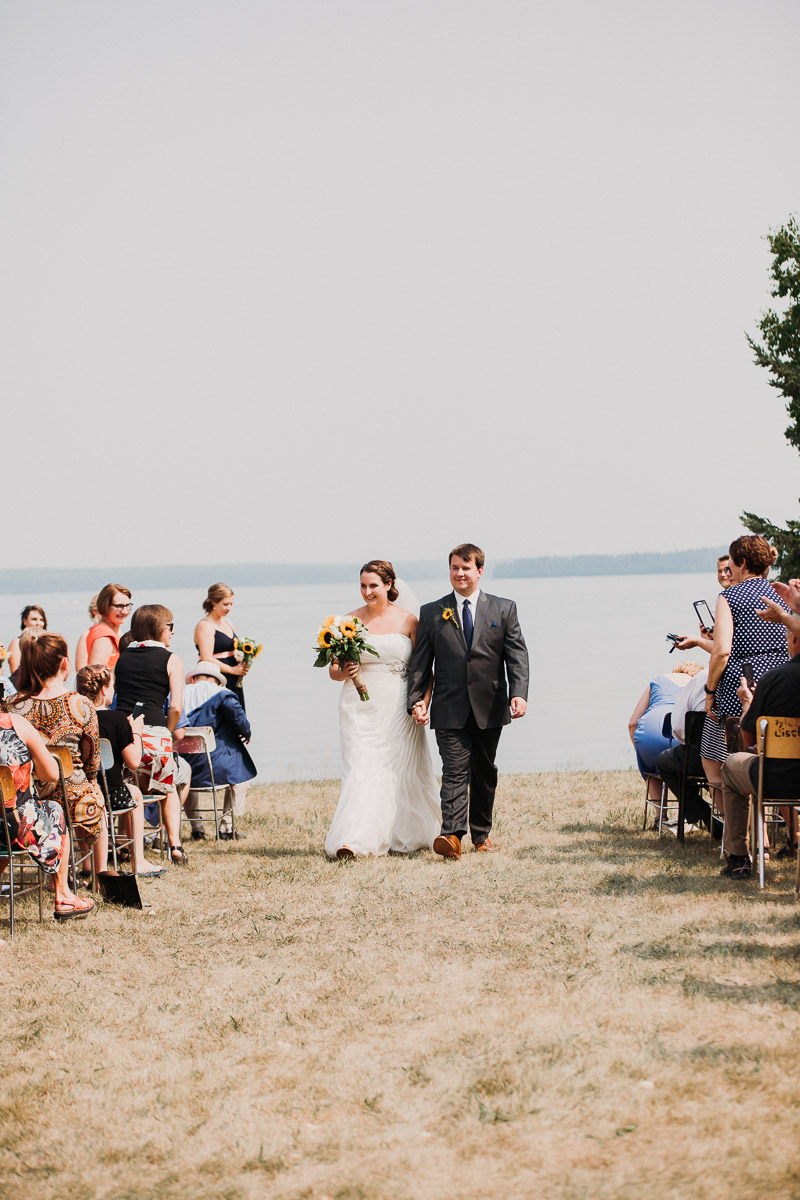 Bride and groom's processional at their Riding Mountain National Park Wedding